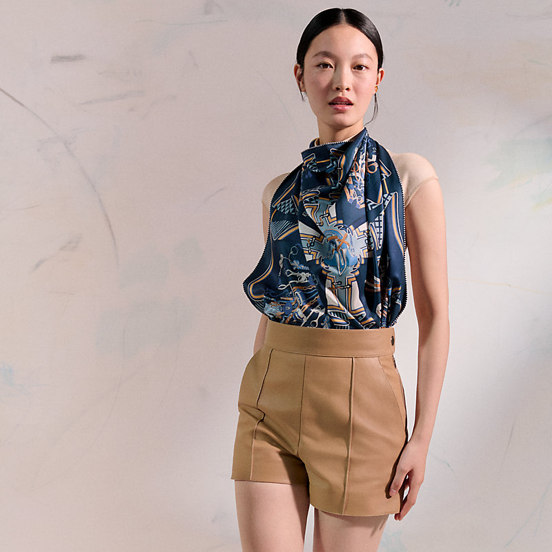 Bouquets Sellier scarf 70 - Blue | Hermès Mainland China